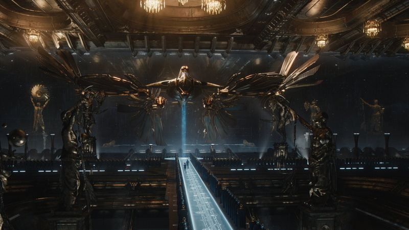 indoors, architecture, night, spirituality, lighting equipment, building, ceiling, metal, religion, jupiter ascending, built structure, 1080P, industry