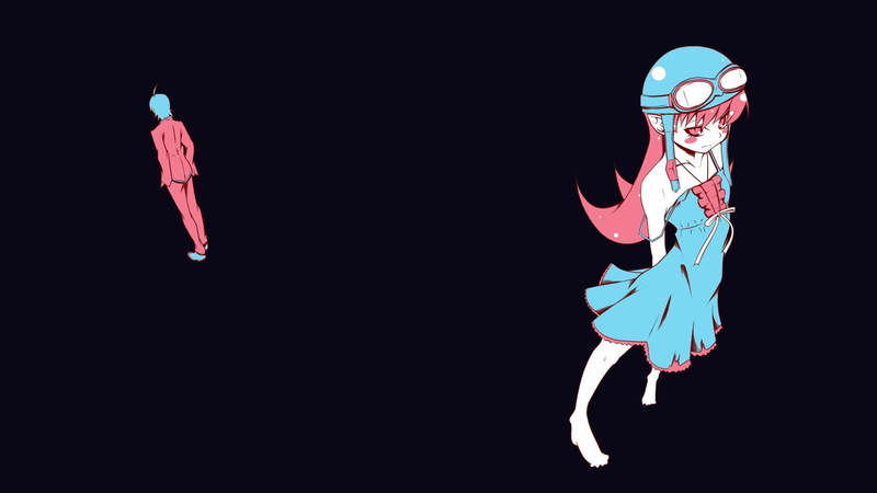 simple background, Araragi Koyomi, Monogatari Series, Oshino Shinobu, anime girls, 1080P, anime