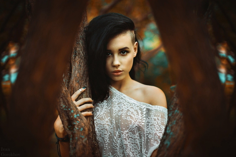 adult, trees, plant, 720P, hairstyle, fashion, clothing, face, beautiful woman, one person, portrait, looking at camera, women, beauty, Ivan Gorokhov