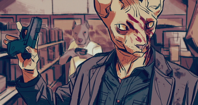 dog, feline, humanized, cat, blood, 720P, Anthro