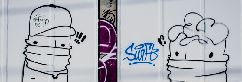wall - building feature, arcade game machine, graffiti, sled, flooring, outdoors, 4K, apparel, day, ice, snow, city, snowman, door, soda, clothing, purple