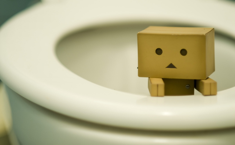 art and craft, cardboard, Adventures, indoors, anthropomorphic smiley face, bathroom, illustration, Funny, paper, selective focus, toilet, creativity, Danbo