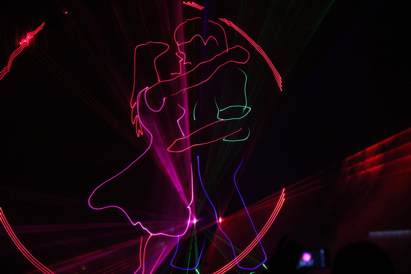 illuminated, black background, complexity, Girl, lasershow, glowing, red, electricity, decor, music, light - natural phenomenon, abstract, multi Colored