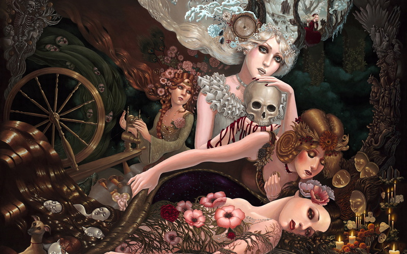 skull, 1080P, watch, four seasons, covers, the spindle, Personification, girls, dog