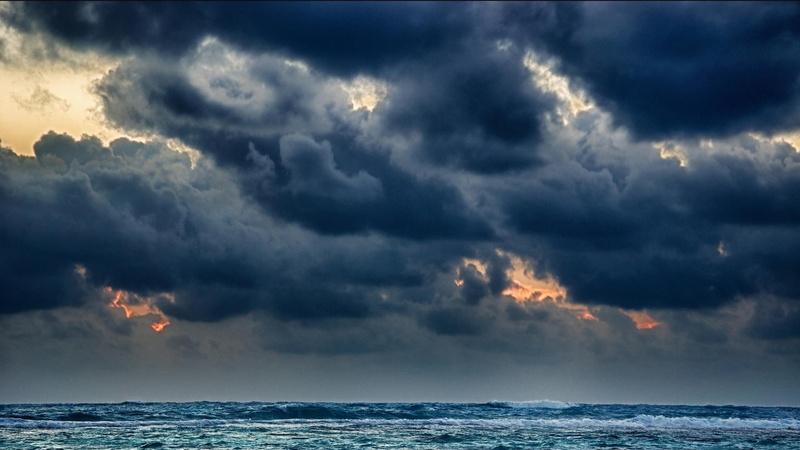 clouds, gloomy, sea, waves, nature and landscapes, storm, 1080P