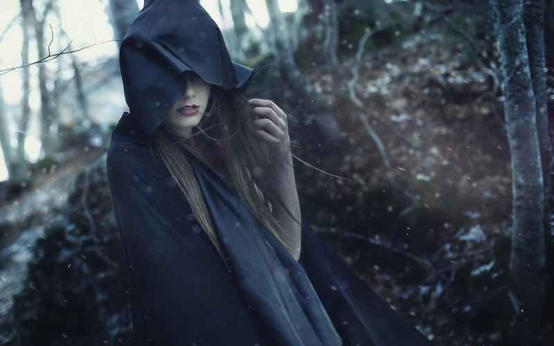 model, women, magic, gloomy, women outdoors, fantasy art, hoods, 1080P