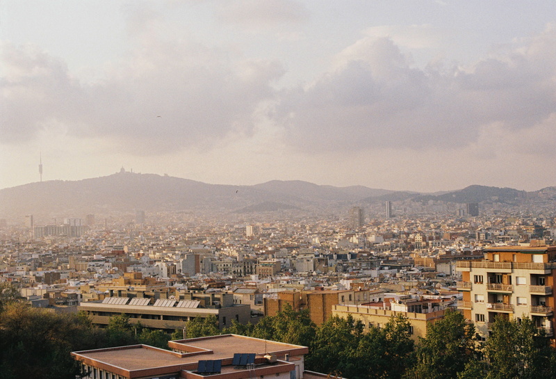 smoke, mountain, big city, built structure, sky, neighborhood, steeple, barca, photography, 5K, metropolis, cloud - sky, house, urban, residential district