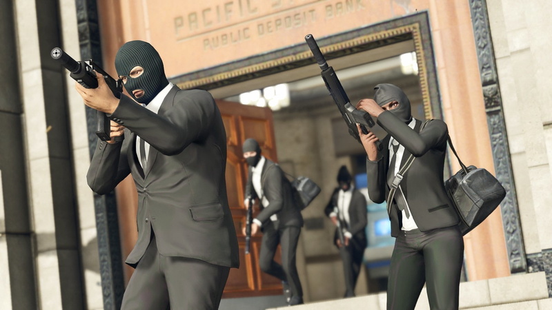 group of people, Grand Theft Auto, front view, Heist, aggression, security, photographer, standing, safety, 1080P, day, communication, men, protection