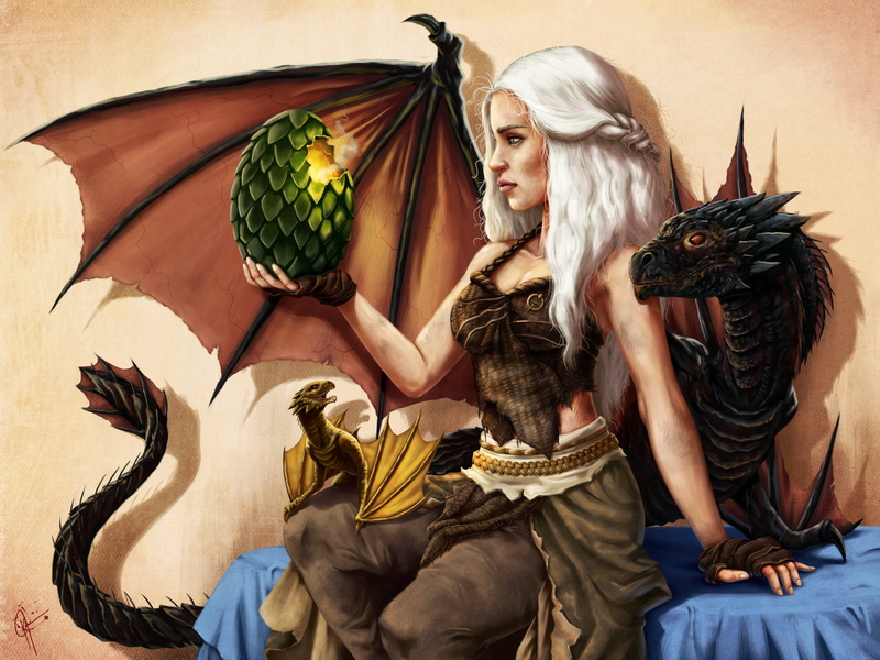 2K, one person, adult, young adult, art, people, dragons, bird, cultures, domestic, domestic animals, vertebrate, Daenerys Targaryen, mammal