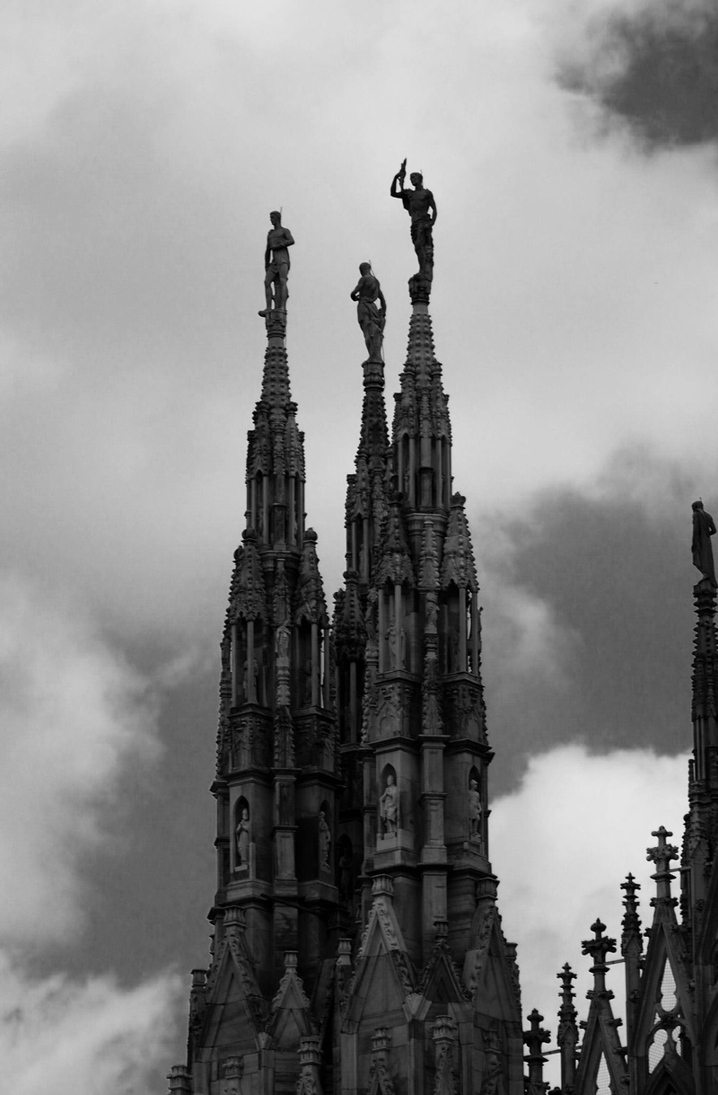 old town, spire, 1080P, no people, renaissance, nature, spirituality, outdoors, human representation, religion, art, culture, low angle view, building