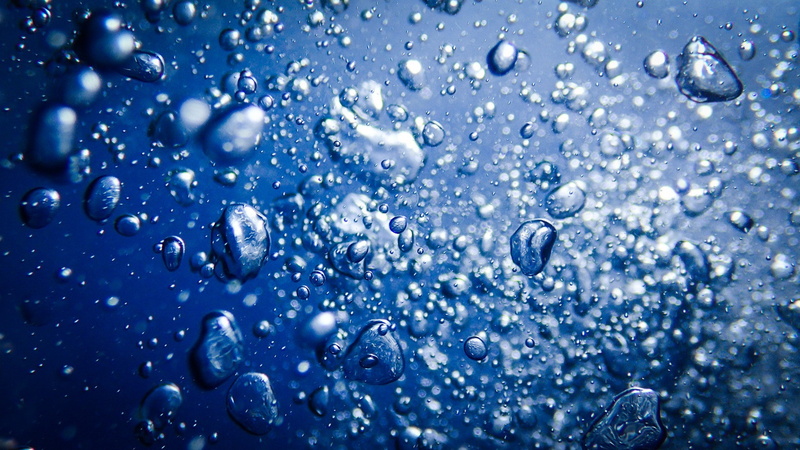 bubbles, Maÿ Leyvraz, 1080P, liquid, water, blue