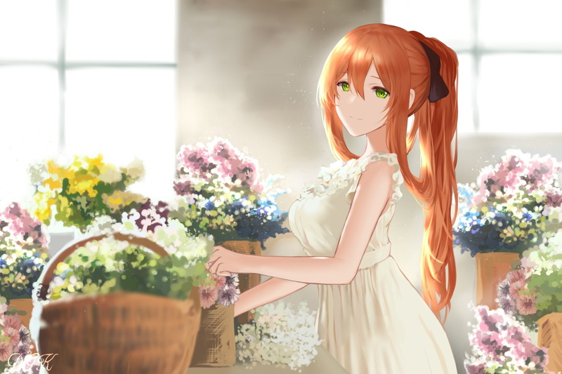 hairstyle, adult, standing, Girls Frontline, flowering plant, celebration, wedding, flower head, Springfield (Girls Frontline), flower arrangement, bouquet