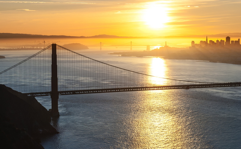 Hawk, tranquil scene, sea, California, City, Sun and Sky, goldengatebridge, 4K, water, nikond3000, Sunrays, Hour, bridge - man made structure, d3000, marinheadlands