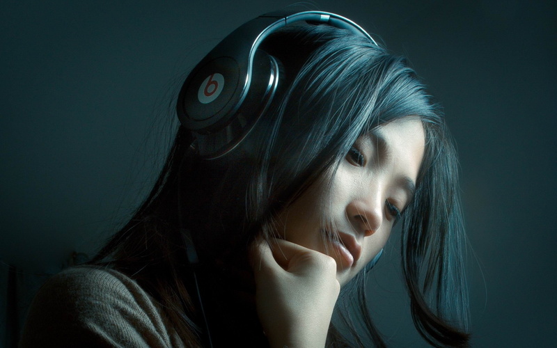 teenager, human body part, hair, close-up, beauty, contemplation, indoors, one person, dark, gray, beats, studio shot, beautiful woman, young women, human face