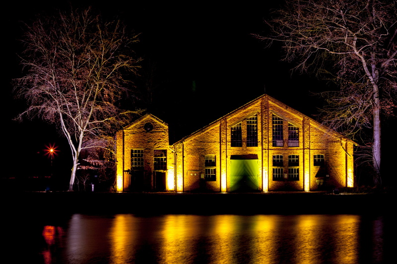 Classy, illuminated, built structure, campus classy, water, Saarwellingen, Campus, celebration, light reflex water, lighting equipment, glowing, window