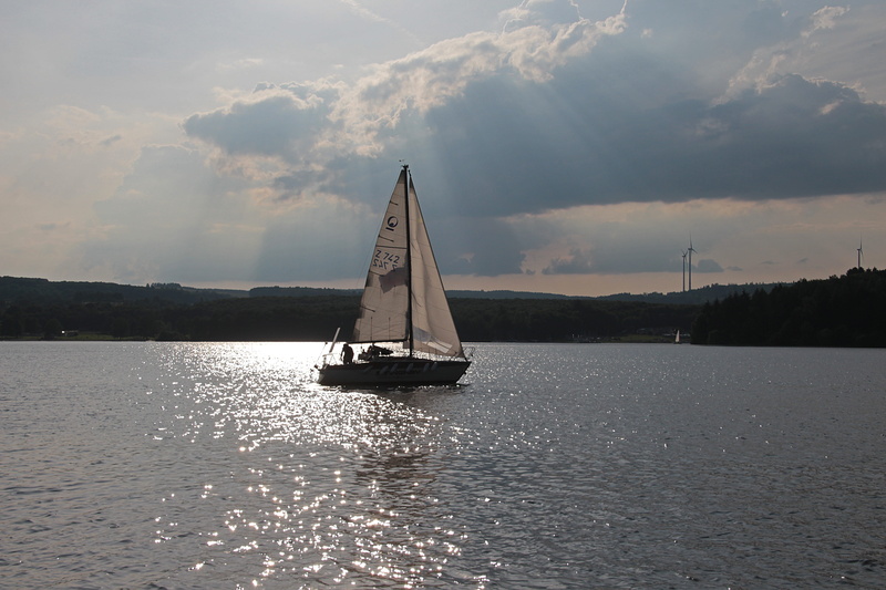 sailboat, recovery, fun activity, on lake, outdoors, beauty in nature, tranquil scene, lighting, transportation, backlighting, sailing vessel, mountain
