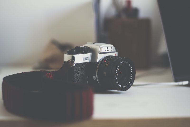 photography themes, manufacture, lifestyle, table, camera - photographic equipment, selective focus, camera, strap, retro, photographing, leica r, photographic equipment