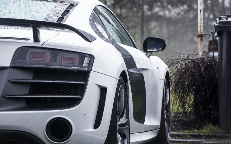 rear bumper, audi, rain, 720P, silver, gt, r8