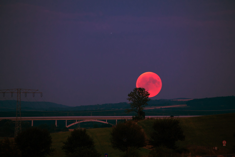 hot Air Balloon, blood moon, bulb, eclipse, outdoors, bridge, sky, travel, moon, photo, natur, backgrounds, blut, astro, red, glow, scenics, dusk, astrophotography