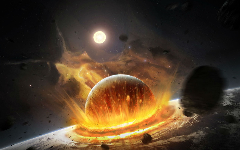 3D, nature, orange color, 720P, heat - temperature, underwater, planets, motion, burning, marine, swimming, Space, sea, illuminated, indoors, sea life