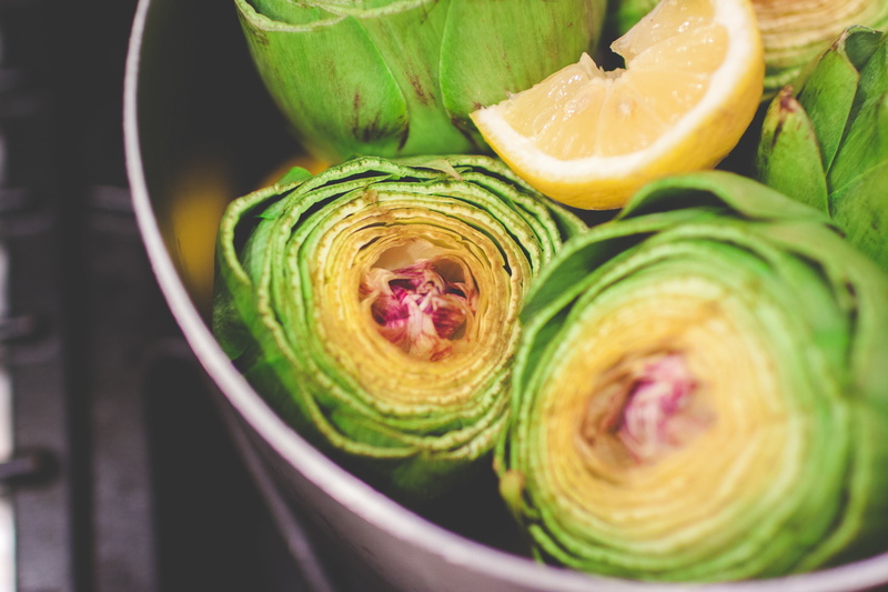 no People, artichokes, tableware, close-up, lemon, organic, onion, freshness, 4K, slice, macro, indoors, multi Colored, selective focus, citrus fruit