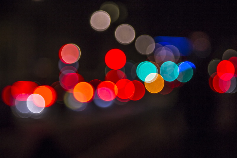 disco lights, 5K, light - natural phenomenon, focus, blur, shape, motion, textured effect, night, distance, street, street light, no people, lighting equipment