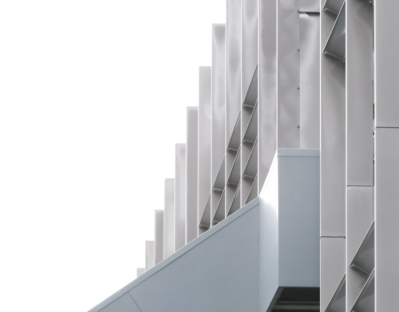 staircase, indoors, 4K, architect, railing, distance, day, wall - building feature, construction, pattern, construct, white color, metal, minimalistic