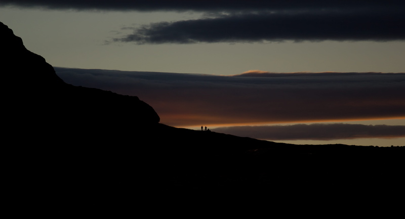 dusk, beauty in nature, orange cloud, people, idyllic, mountain, norway, silhouettes, hiking, silhouette, no people, non-urban scene, copy space, mountain range