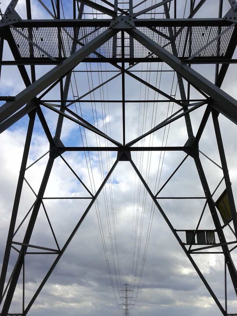 metal, nature, pattern, built structure, full frame, sunlight, shape, cumulus clouds, powerlines, architecture, directly below, mast, high voltage line