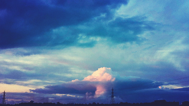 sky, cloud - sky, factory, no people, built structure, architecture, industry, smoke - physical structure, fumes, dusk, sunset, trees, clouds, environmental issues