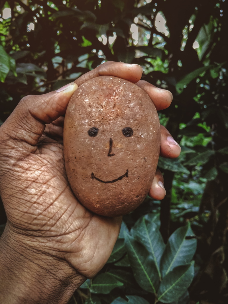 4K, hand, colors, rock, environment, real people, eyes, creativity, human representation, stone, brown, nose, face, food, finger, one person, holding