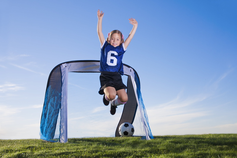 children, pre-adolescent child, the ball, girl, childhood, front view, jersey, sport, men, human arm, boys, sky, arms raised, blue, smiling, body part