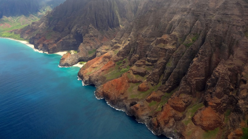 day, body, non-urban scene, mountain, landscape, water, mountain range, brown, nature, beauty in nature, kauai, sea, 4K, beside, beautiful, rock, no people