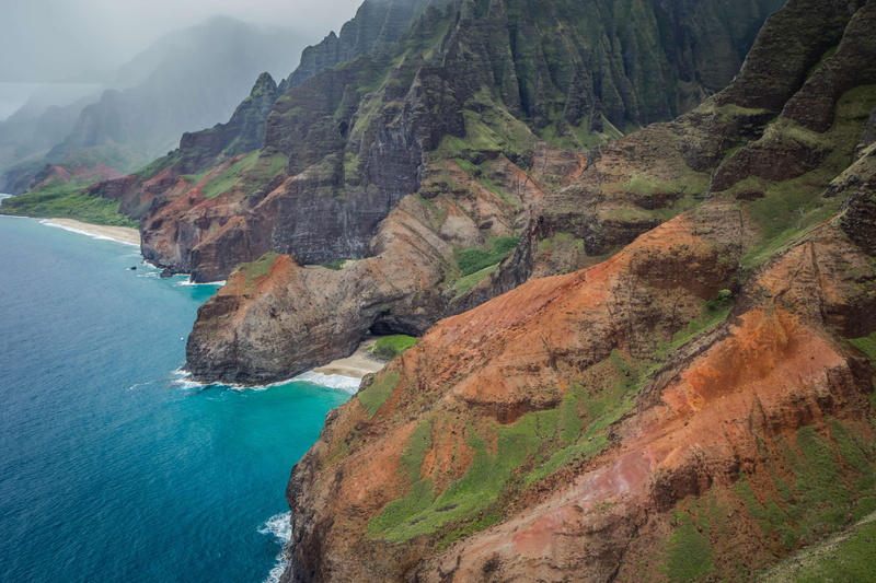 water, tranquil scene, nature, 4K, cliff, coast, sea, non-urban scene, beach, formation, napali coast, solid, idyllic, rock, outdoors, rock formation
