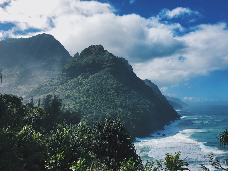 flowing water, travel Locations, cloud, water, mountain range, summer, tropical Climate, landscape, nature, mountain, plant, ocean, 4K, outdoors, near
