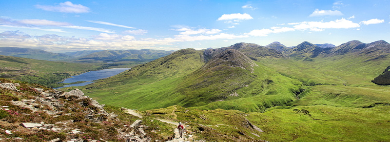 hiking, tourism, path, mountain landscape, activity, away, nature, cloud - sky, environment, outdoors, sky, ireland, meadow, non-urban scene, mountains