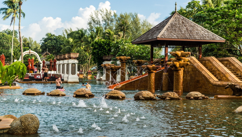 plant, marriott beach resort, tree, vacation, water, cultures, Thailand, Marriott, wood - material, famous Place, house, rock, built structure, nautical Vessel
