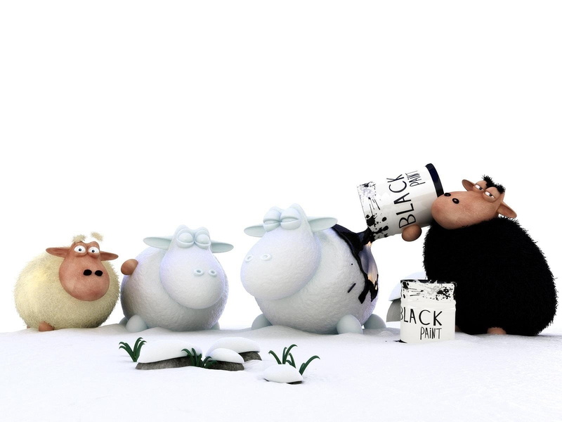 Animal, Digital Art, 720P, 3D, Sheep, CGI, Black