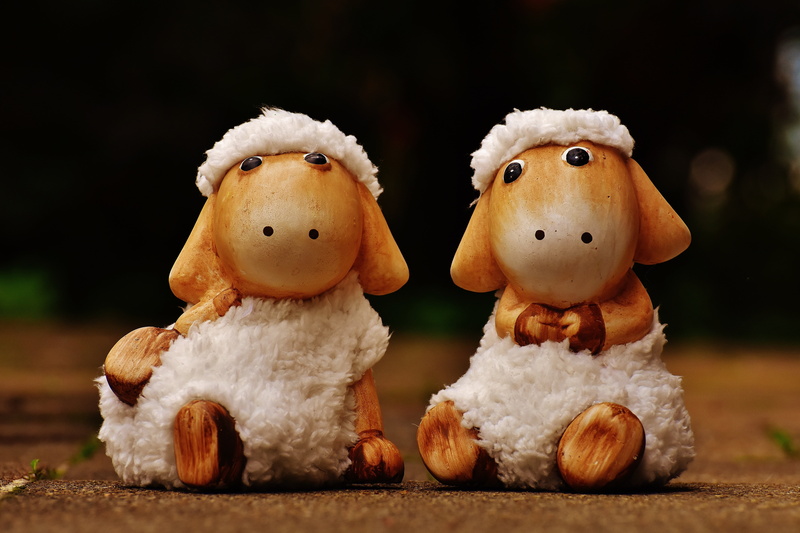 two, indoors, human representation, close-up, easter decoration, art and craft, sweet food, celebration, ungulate, cute, figurines, face, mammal, ceramic