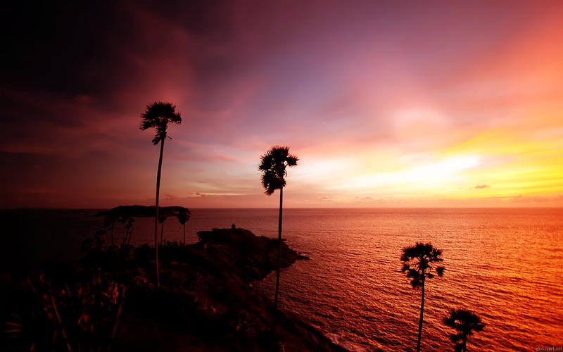 promthep, ocean, 720P, travel and world, travel, near, cape, thailand, four, hd, sunset, world, trees