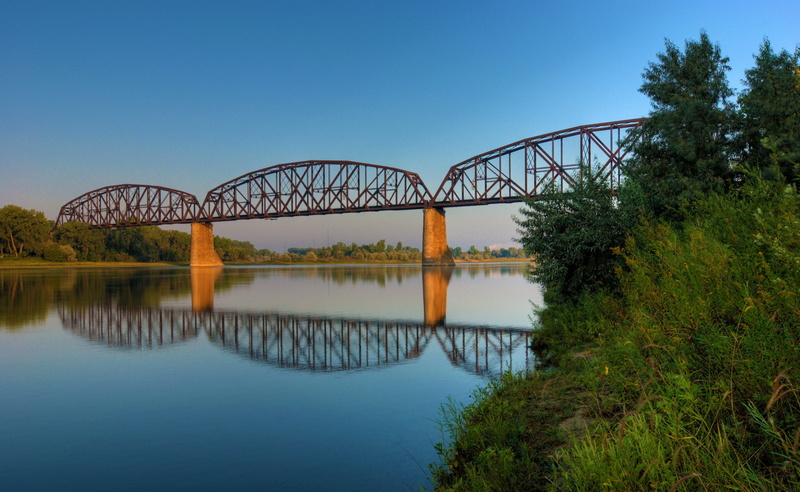 2K, water, connection, nature, Northern, reflection, North, United States, bismarck, tree, plant, built structure, clear sky, North Dakota, arch, blue