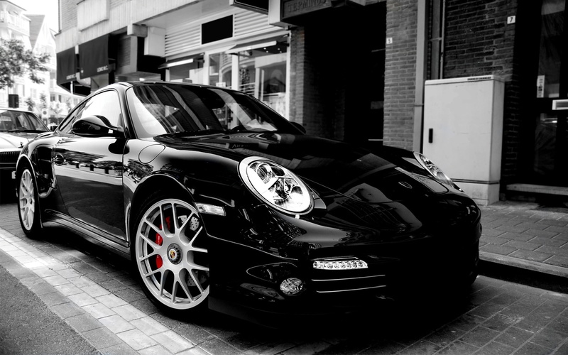 1080P, porsche, cars, black, turbo, superb