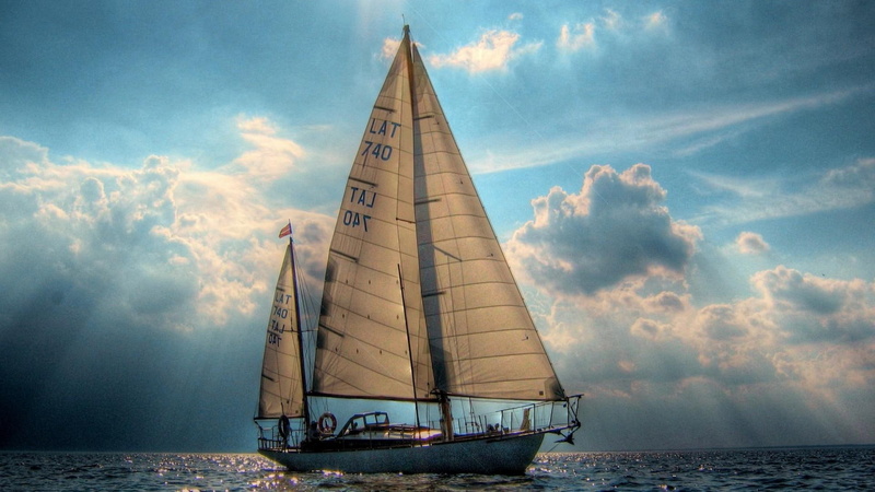 superb, sailboat, clouds, hdr, 1080P, sea, boats