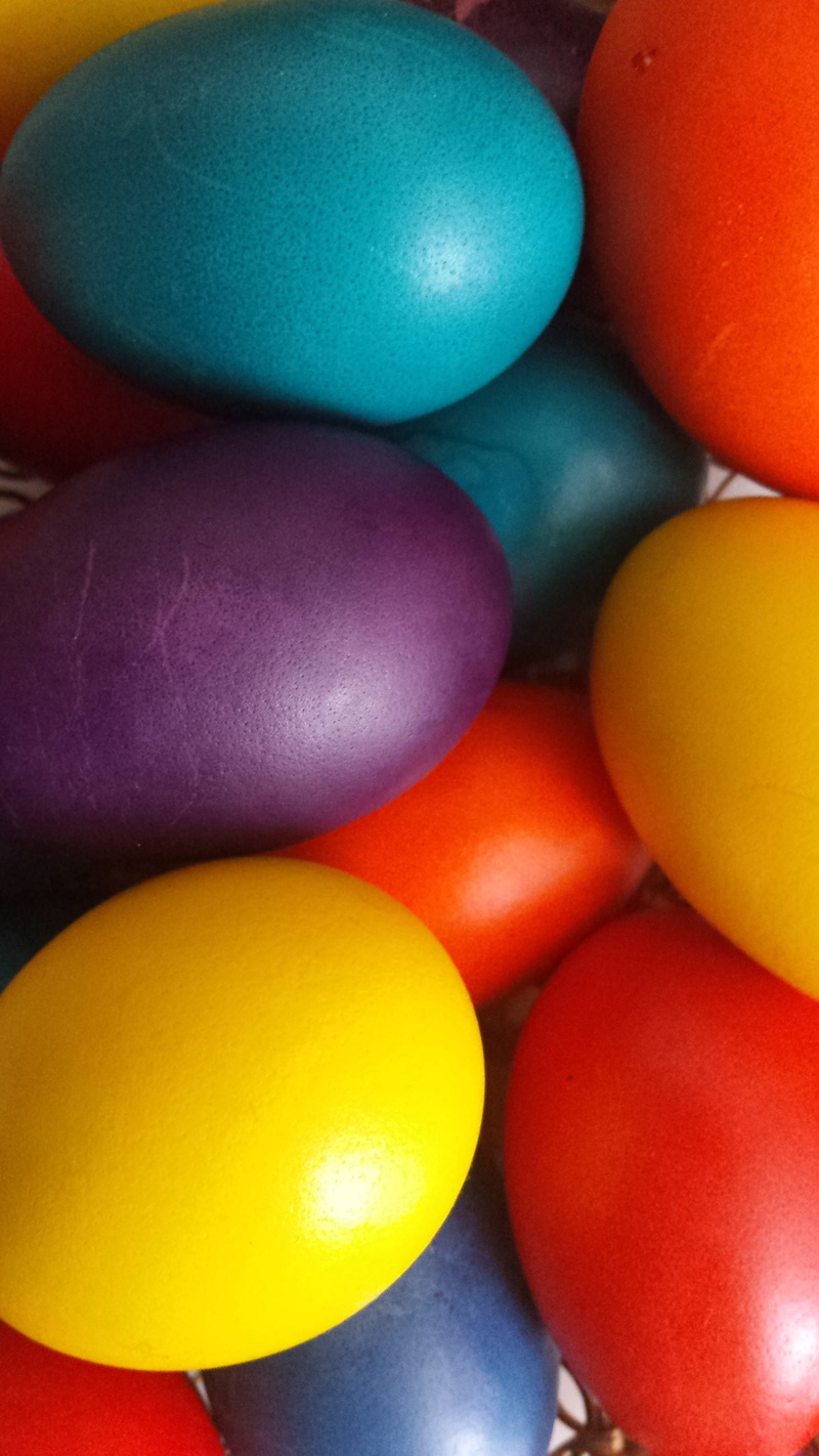Holiday, high angle view, close-up, indoors, table, red, favorite, easter, large group of objects, basket, Easter Eggs, still life, food, orthodox holiday