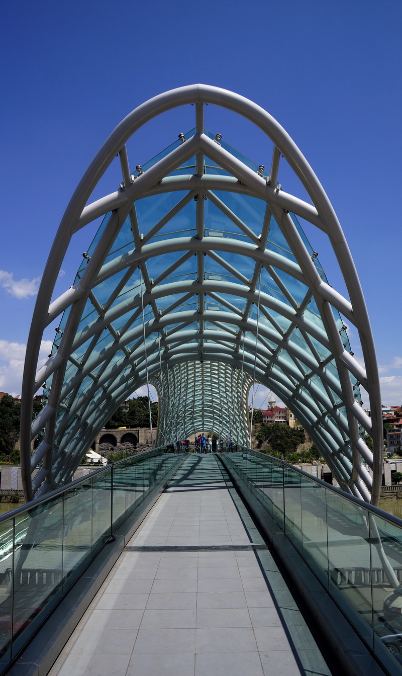 footpath, metal, direction, 5K, built structure, diminishing perspective, the way forward, blue, River, tbilisi, nature, pattern, Architecture, Bridge