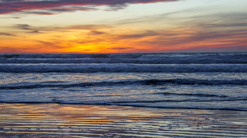 horizon over water, sky, stinson beach, ocean, united states, waves, california, sunset, tranquility, water, 4K, sea, idyllic, orange color, beauty in nature
