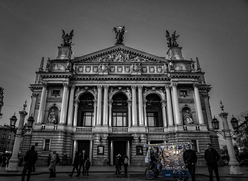 blackandwhite, ukraine, adult, sculpture, travel, outdoors, city, building exterior, landscape, ornate, nice, photo, the past, opera, white, house, sky