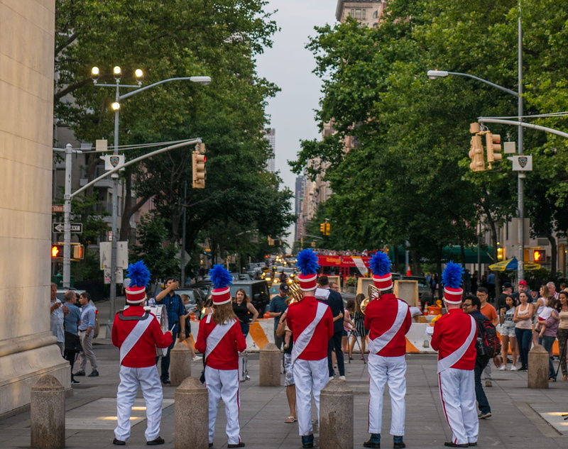 uniform, walking, 1080P, street, group of people, celebration, nature, people, government, day, real people, cars, new york, building exterior, rear view