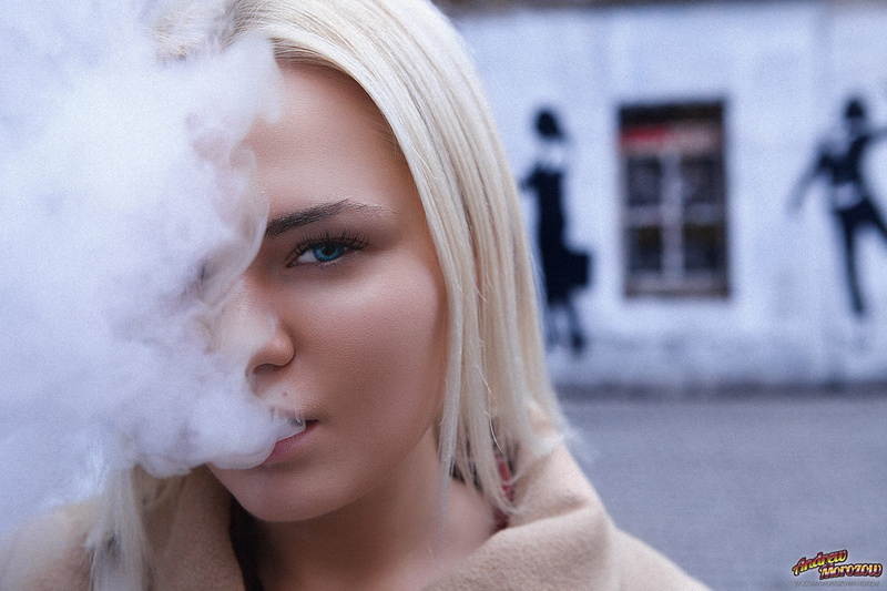 face, 2K, blonde, women, smoke, blue eyes, Andrew Morozow, portrait