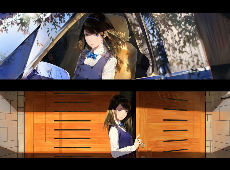 anime girls, Sawasawa, car, 480P, door